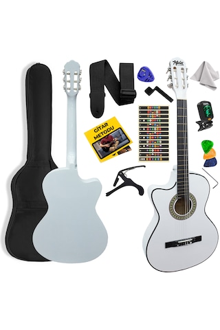 Cg-396wh Solak Klasik Gitar Beyaz Renk Full Set Sap Ayarlı 4/4