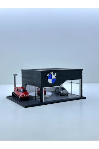 1/64 Ölçekli Siyah Renk Bmw Showroom Tasarımlı Diorama Araç Sergileme Garajı 3d Baskı