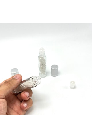 Yıldız Doğal Taş Sertifikalı Kristal Kuvars Doğal Taş Esans Şişesi + Roller Masaj Aleti 10 ML