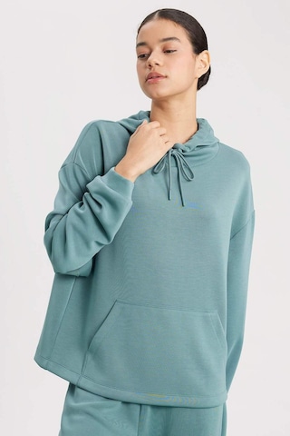 DeFacto Fit Oversize Geniş Kalıp Premium Kapüşonlu Kanguru Cepli Sporcu Kadın Sweatshirt - Yeşil B5206AX24SPGN1191