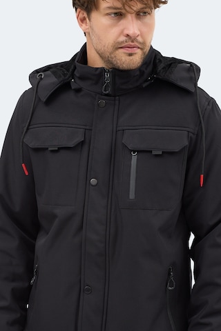 Slazenger Gleam Erkek Kapüşonlu Siyah Mont & Kaban Siyah