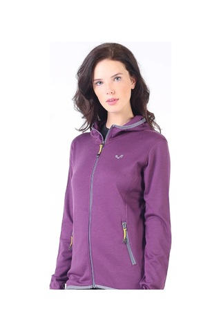 Woolona Marin Fermuarlı Kapüşonlu Kadın Sweatshirt - Prp Mor