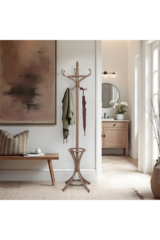 Handy Mate Dorya 12li Ahşap Askılık-bej-gri 51x185x51 Cm Bej