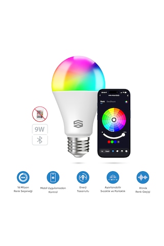 Şımart Teknoloji E27 9W 16 Milyon Renk Akıllı Bluetooth Ampul