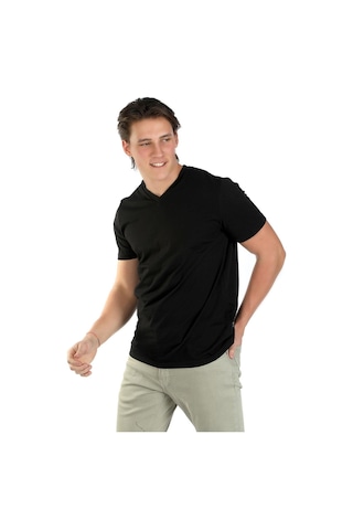 Lee Cooper Jonat Erkek V Yaka T-Shirt Siyah-17174-Siyah