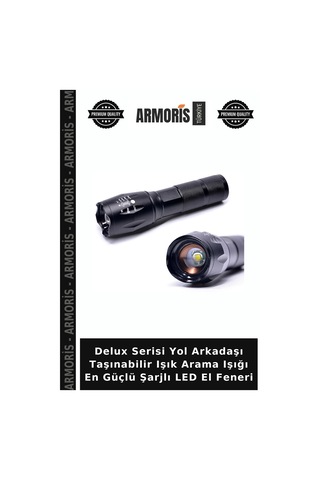 Delux Serisi Yol Arkadaşı Taşınabilir Işık Arama Işığı En Güçlü Şarjlı Led El Feneri