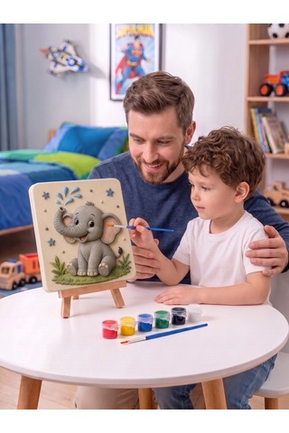 15x15 Sevimli Fil Taş Boyama Seti Çocuk Ve Yetişkin Hobi Kiti
