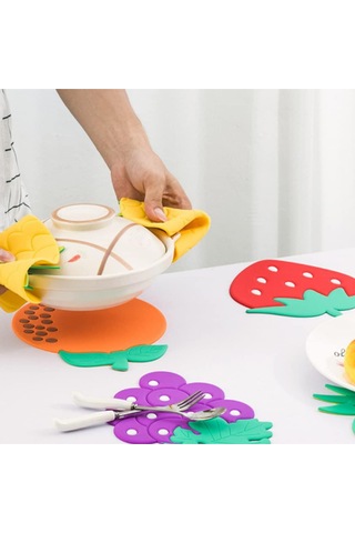 Mucit Home Çok Amaçlı Silikon Nihale Meyve Tasarımlı Isıya Dayanıklı Altlık 1 Adet Renkli