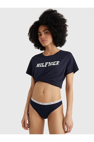 Kadın Marka Logılu Elastik Bantlı Organik Pamuklu Günlük Kullanımlı Lacivert-beyaz-k-10779 White/desert Sky/primary Red