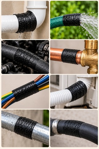 3 Adet Kauçuk Eriyen Bantı Siyah 48 Mm X 5 Metre Elektrikçi Kablo Boru Hortum İzolasyon Tamir Bandı