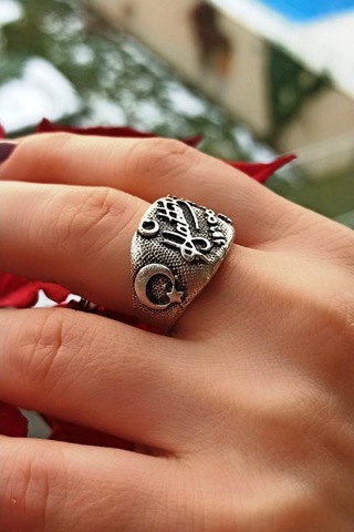 Antik Gümüş Kaplama Atatürk Imzası Şekilli El Yapımı Ayarlanabili - 528893456