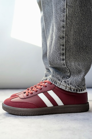 Muggo Gordon Unisex Ortopedik Günlük Garantili Bağcıklı Yürüyüş Koşu Sneaker Spor Ayakkabı Bordo