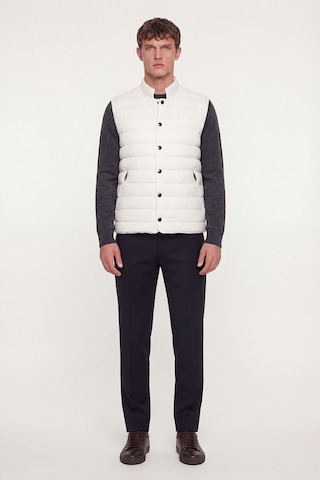 Giotelli Erkek Beyaz Dar Kesim Slim Fit Dokuma 6 Drop Bomber Yelek