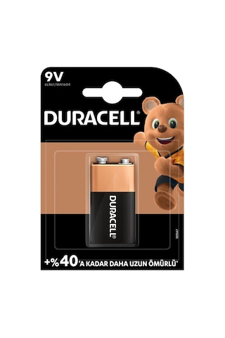 Duracell Alkalin 9 Volt Pil 1'li