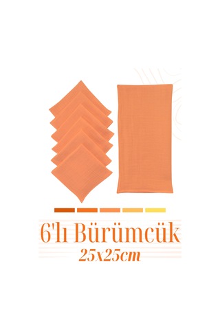 Bürümcük 25x25cm Bebek Ağız Bezi Ter Bezi 6'lı Krmt Kiremit