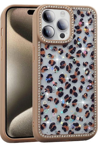 Apple Uyumlu iPhone 14 Pro Kılıf Taşlı Ve Simli Tasarım Mkst Azra Kapak - Siyah Siyah