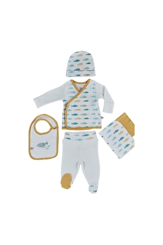 Veropukahome Ecocotton Dodo Bebek Zıbın Seti 5'Li Beyaz 0-3 Ay Beyaz