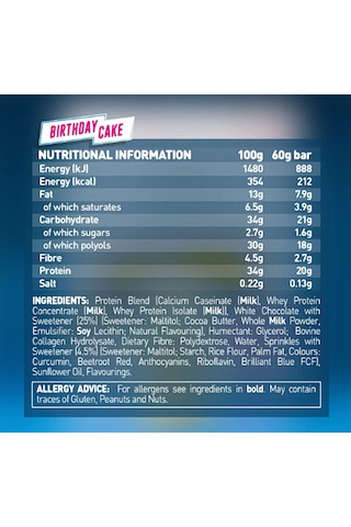 Grenade High Protein, Low Sugar Bar - Candy Bar Birthday Cake, 12 X 60 Gr