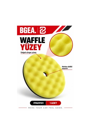 Bgea Waffle Sarı Polisaj Süngeri 6 İnç 150 Mm Cırtlı Pasta Cila Pedi