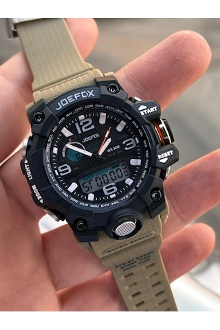 Joefox Digital Ve Analog 2 Yıl Garantili Kronmetre+takvim+alarm+aydınlatma Erkek Kol Saati Joe.bk13 Siyah