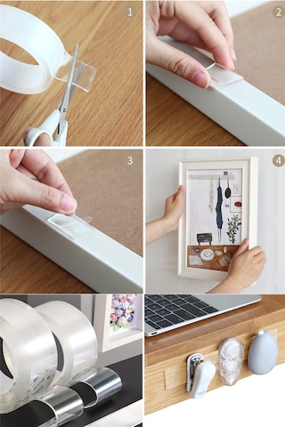 Çift Taraflı Nano Bant Süper Güçlü Şeffaf Çift Taraflı Bant 3 Metre