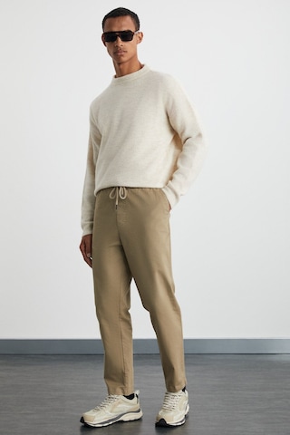 GRIMELANGE Reese Erkek Rahat Fit Beli Lastikli Dokuma Pamuk Elastan Kumaşlı Yıkamalı Bej Pantolon Bej