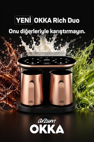 Arzum OKKA OK0051 Rich Duo Çoklu İçecek 8 Fincan Matcha Bol Köpüklü Türk Kahvesi Makinesi