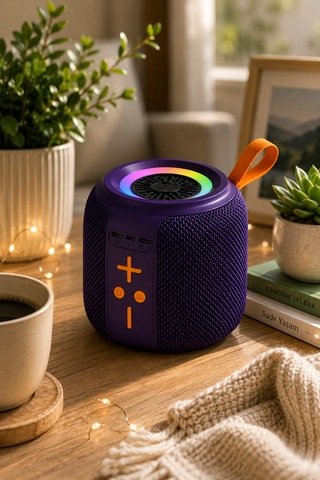 Taşınabilir Bluetooth Hoparlör 6w Güçlü Ses, Rgb Led Işık, 1500 Mah Batarya, Tf Kart Destekli Kablosuz Mini Hoparlör