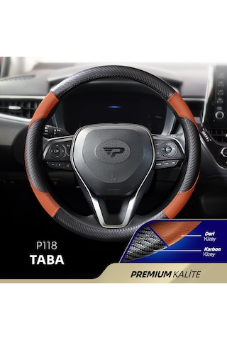 Panda Oto Direksiyon Kılıfı - Deri / Karbon-taba