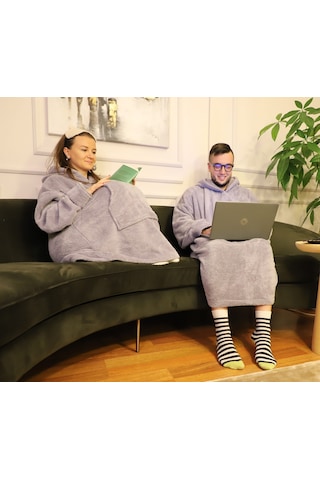 Rokeff Wellsoft Tek Kişilik Giyilebilir Battaniye Gri L/xl