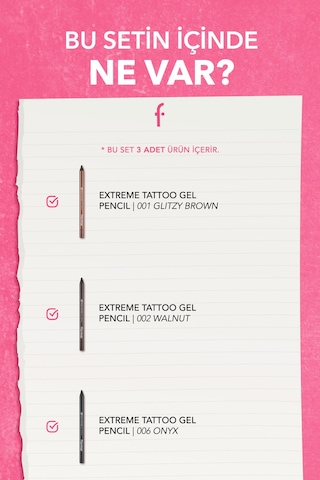 Flormar Extreme Tattoo Jel Göz Kalemi Seti 3'lü