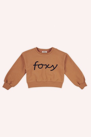 Kız Çocuk Nakış Detaylı Kiremit Sweatshirt 5981644