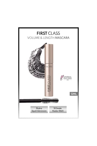 Note Cosmetique First Class Hacim ve Uzatma Etkili Maskara - Siyah