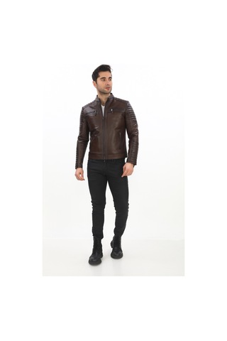 New Zaya Leather Erkek Biker Deri Ceket -