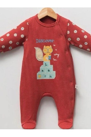 Erkek Bebek Sincap Baskılı Tulum-14943 Kiremit