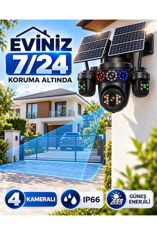 Esvision 7020 Kameralı 4g Çift Solar Panel Gece Görüş 12ay X 15gb İnternet +128gb Hafıza Akıllı Kamera