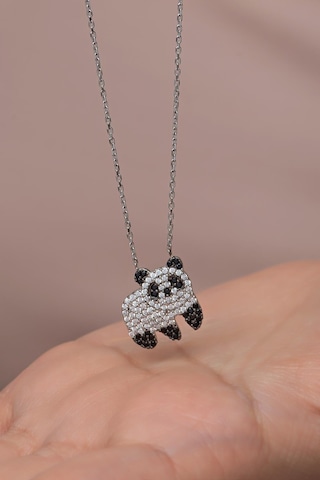 Nereze 925 Ayar Gümüş Rodyum Kaplama Zirkon Taşlı Panda Kolye