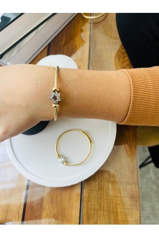 Mor Takı Yıldız Charm Detaylı Bileklik Altın - Gold