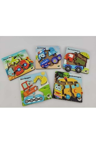 Mini 5'li Araçlar Ahşap Puzzle Seti