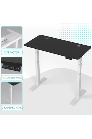 Karr Office O-Flex O2B6 Duo Çift Motorlu Elektrikli Yükseklik Ayarlı Masa - 160X80 - Siyah Siyah