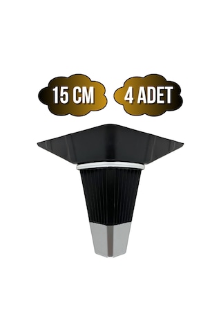 İrem Siyah Krom 15cm Plastik Ayak Mobilya Masa Ve Dolap Ayağı Siyah Krom 15cm 4 Adet Siyah