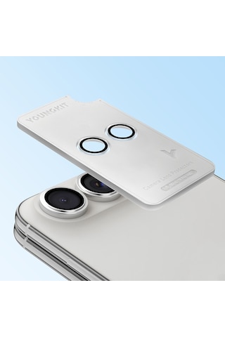 Apple Uyumlu iPhone Duo Youngkit Alloy Parlama Önleyici Kamera Lens Koruyucu Aparatlı Şeffaf