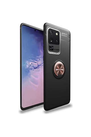 Samsung Galaxy Uyumlu S20 Ultra Kılıf Yüzüklü Kamera Korumalı Range Ring Silikon Kılıf