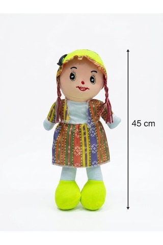 Yöresel Oyun Arkadaşım Büyük 45cm Yöresel Elbiseli Ve Şapkalı El Yapımı Oyuncak Bez Bebek Yeşil
