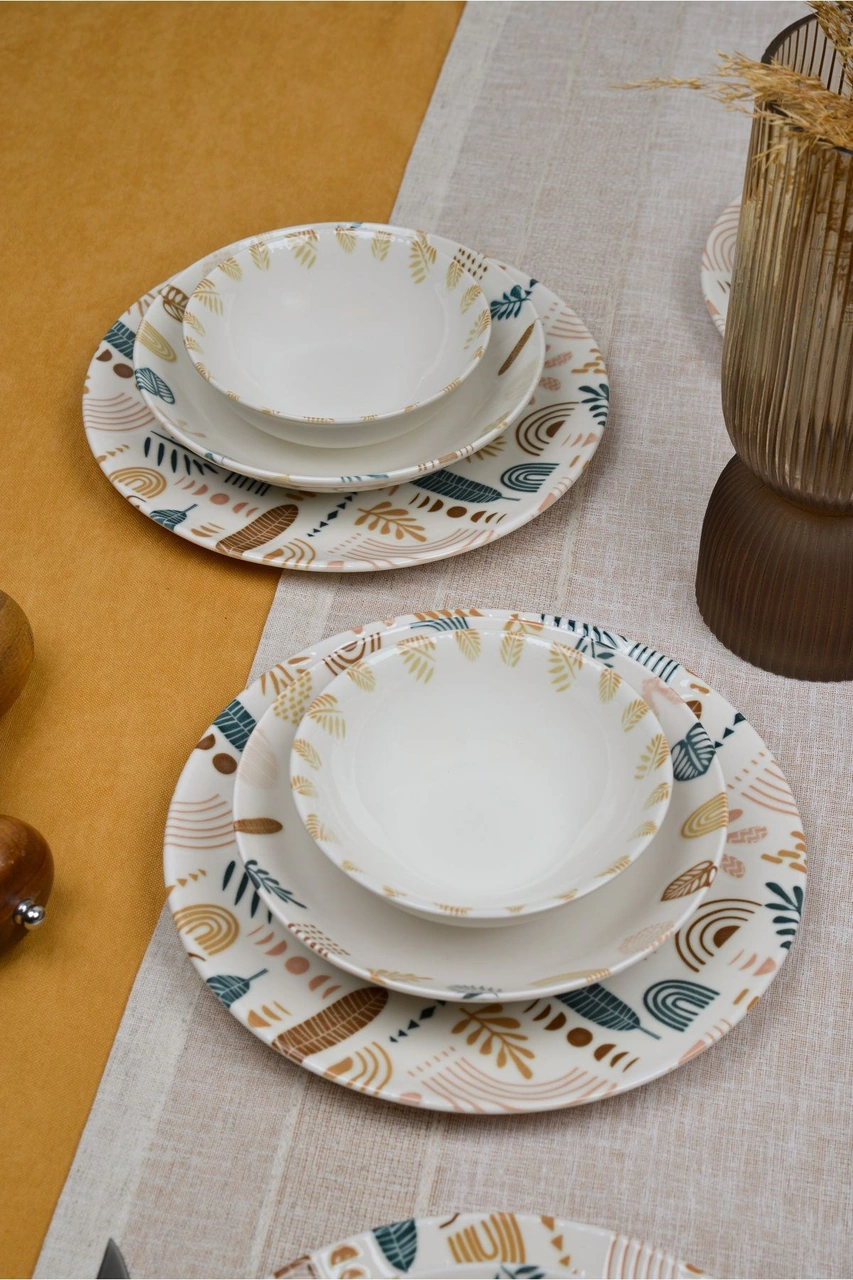 Başak 18 Parça 6 Kişilik Porselen Yemek Takımı Kırık Beyaz