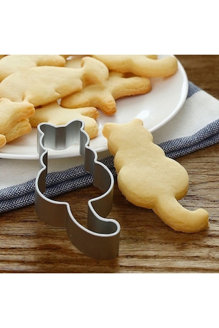 Gatherco Kedi Şeklinde Alüminyum Kek Kalıbı Kurabiye Kesici Kalıp Şekerleme Pişirme Aksesuarları Diğer