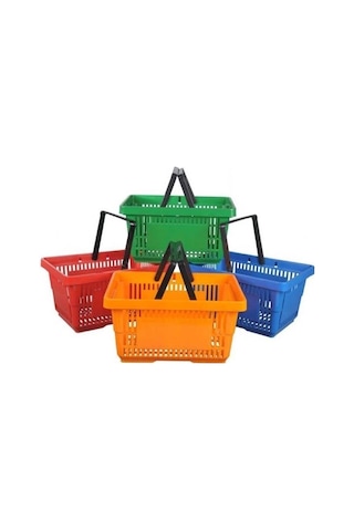 10 Adet 22 Lt Plastik Alışveriş Sepeti - Market El Sepeti Yeşil