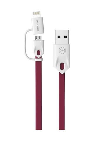 Apple Uyumlu iPhone Lightning Micro Usb Akıllı Şarj Data Kablosu Kırmızı