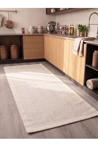 Vektör Sisal Halı Kaymaz Taban Silinebilir Yıkanabilir Modern Salon Mutfak Koridor Halısı Beyaz Beyaz