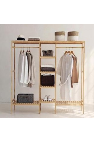 MrtAhsap Mrt Ahşap Askılıklı Gardırop Kayın Ağacından